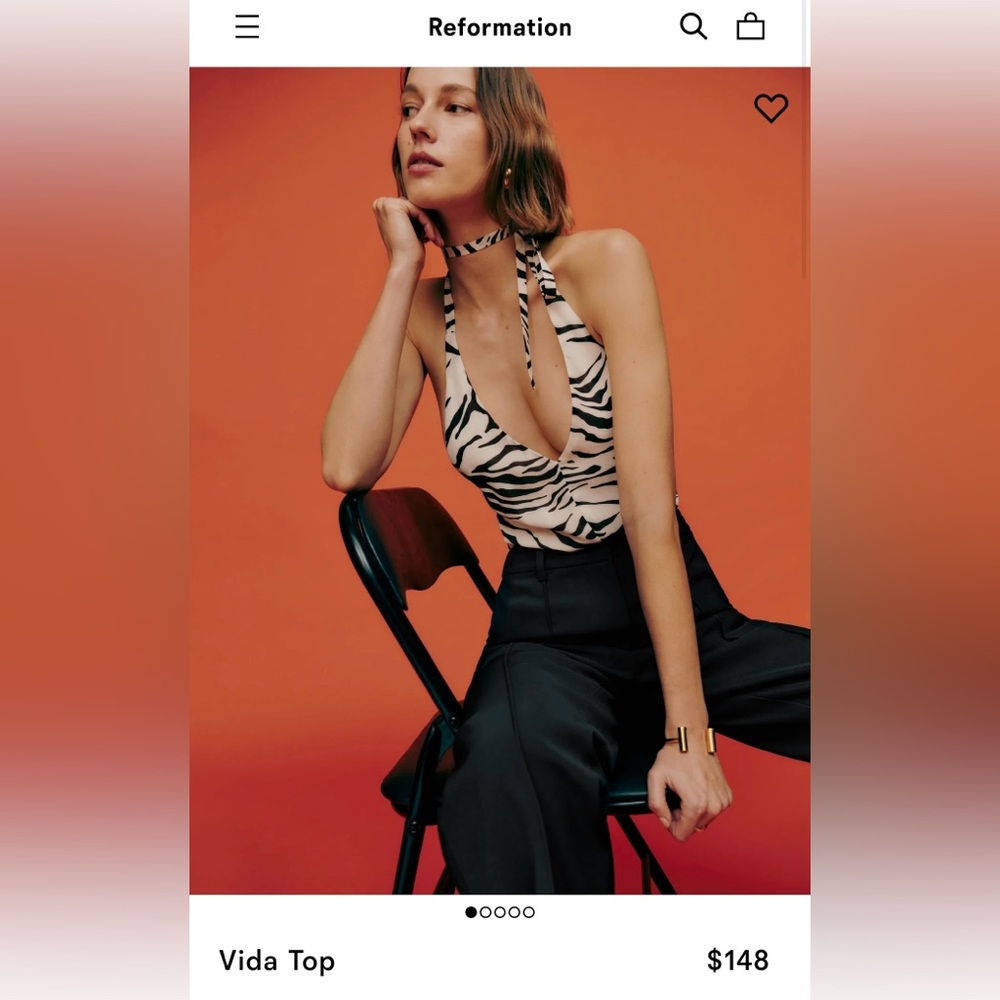 Reformation Vida Top Zebra print